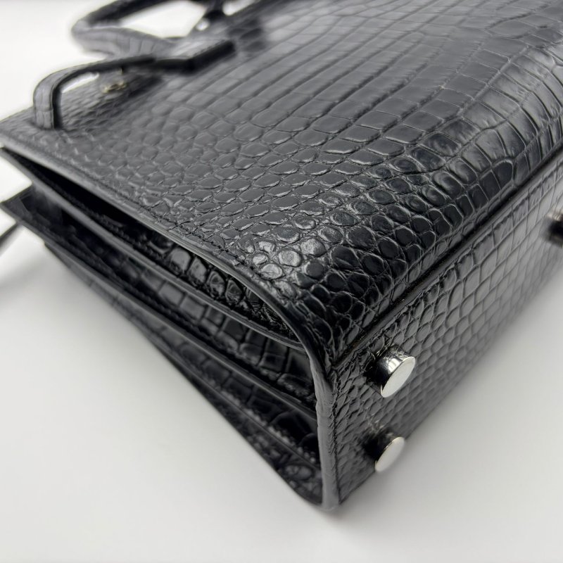 SAINT LAURENT Sac de Jour Baby 鱷魚紋壓花牛皮手提包-15