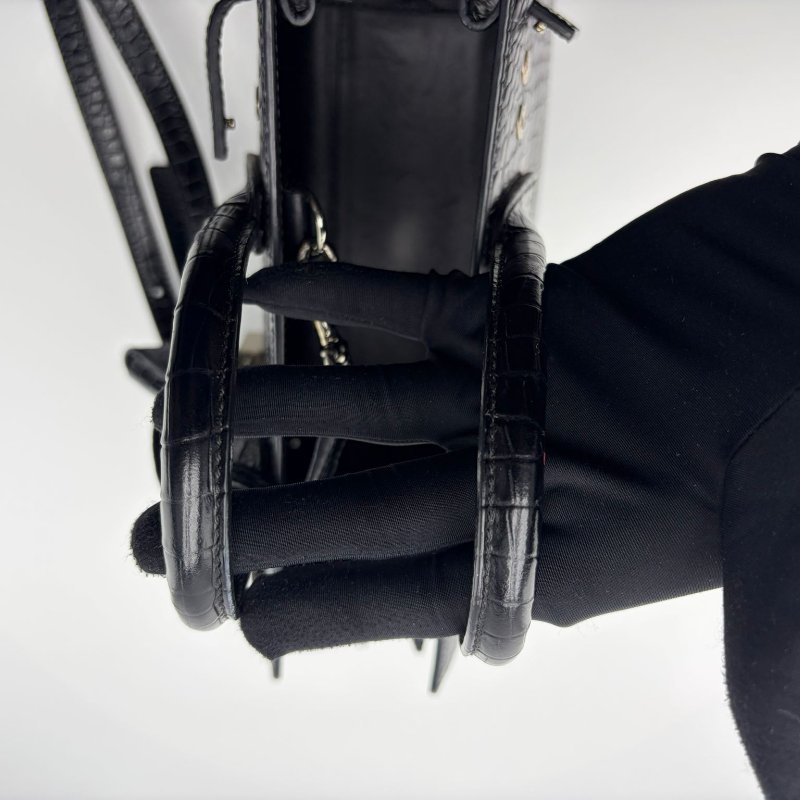 SAINT LAURENT Sac de Jour Baby 鱷魚紋壓花牛皮手提包-24