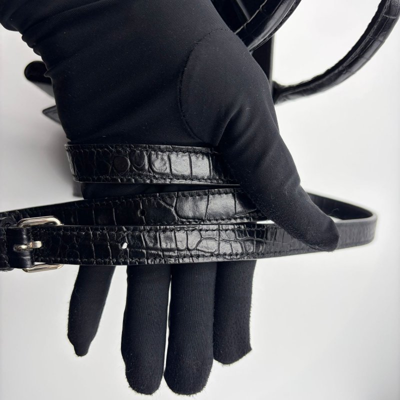 SAINT LAURENT Sac de Jour Baby 鱷魚紋壓花牛皮手提包-25