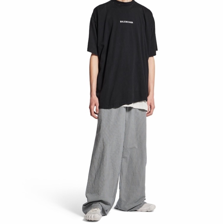 Balenciaga 男士 黑色褪色後背雙層 T 恤1 2 3碼-2