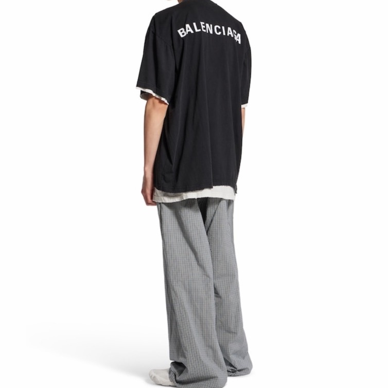 Balenciaga 男士 黑色褪色後背雙層 T 恤1 2 3碼-4