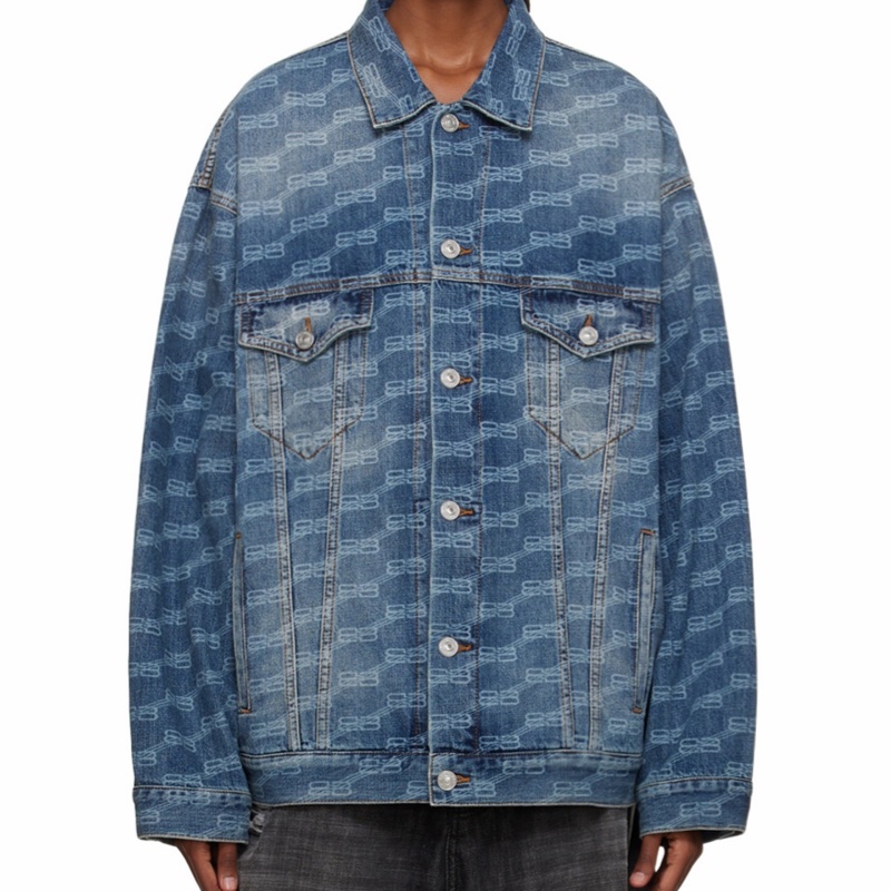 Balenciaga 男士 徽標字母印花牛仔外套S M L碼-0