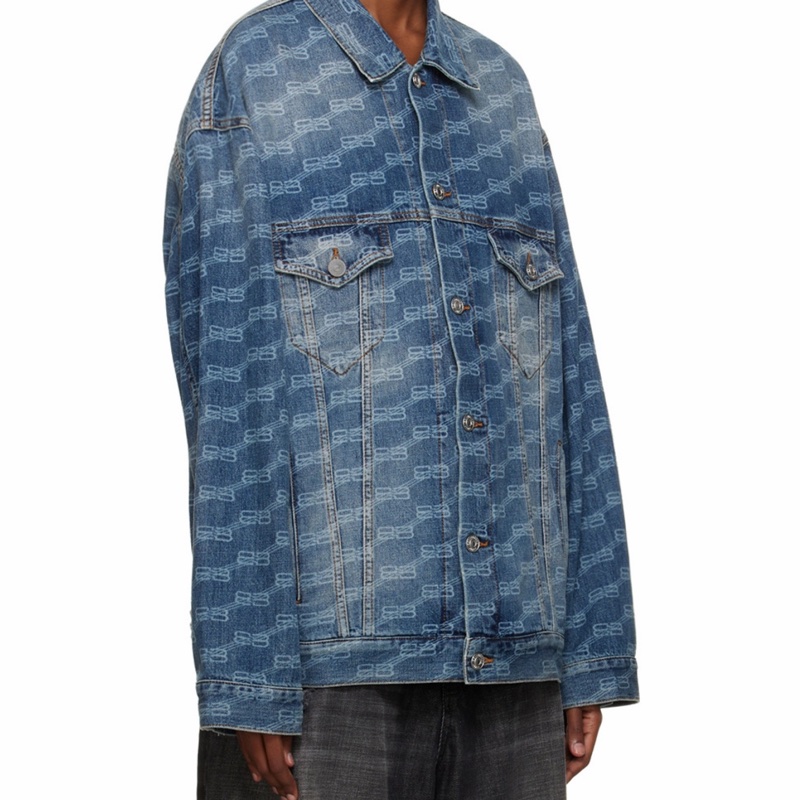 Balenciaga 男士 徽標字母印花牛仔外套S M L碼-3