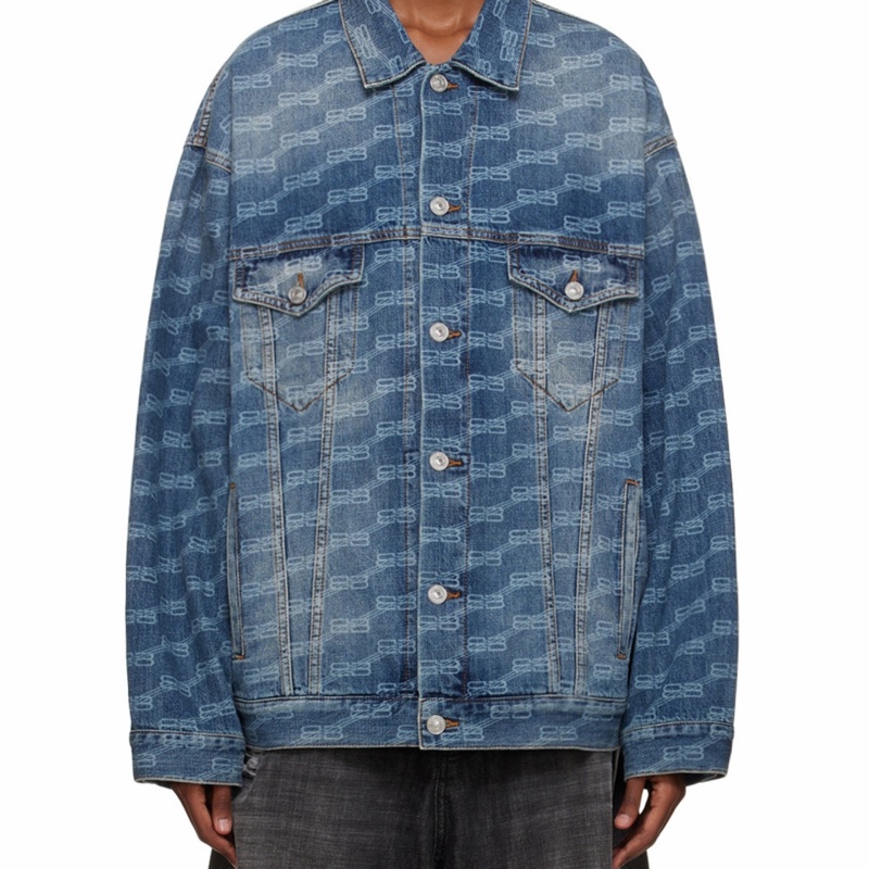 Balenciaga 男士 徽標字母印花牛仔外套S M L碼-4