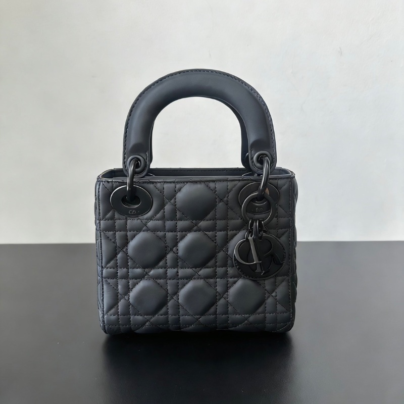 Dior 三格磨砂黑手提肩背斜背包16.5*15 99新配件肩帶塵袋-4