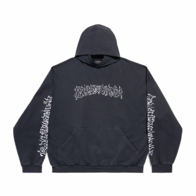 Balenciaga 男女同款 徽標連帽衛衣1 2 3碼模特身高 190 CM，所穿尺碼 4碼-6