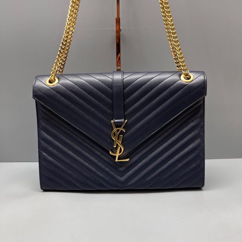 YSL 聖羅蘭 深藍色Saint Laurent鏈條包 尺寸31*22-0