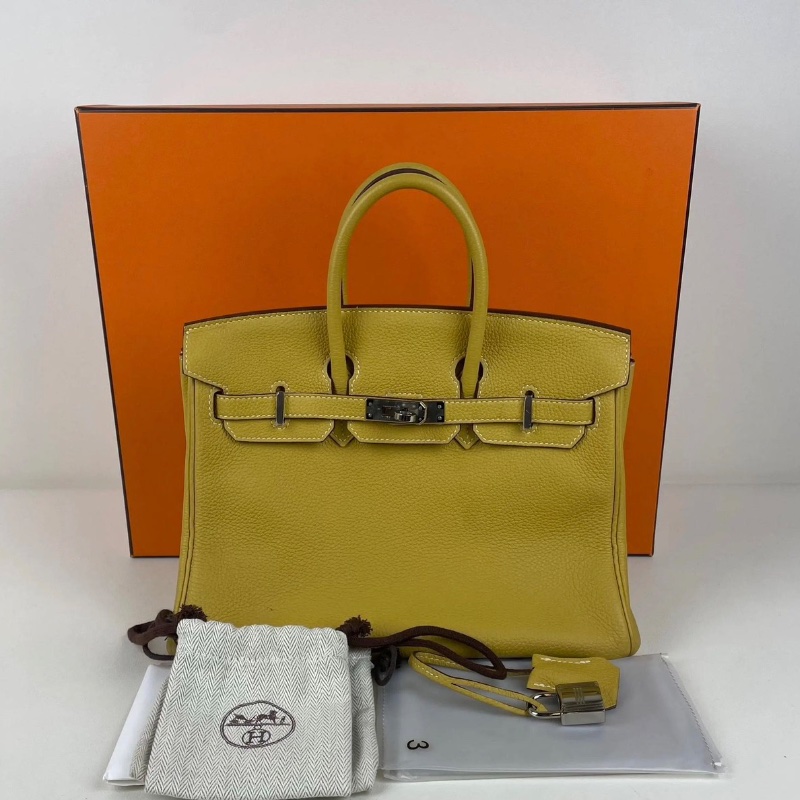 HERMES bk25 琥珀黃 togo皮25*13*20 99新配件鎖 雨衣 鑰匙 盒子塵袋-1