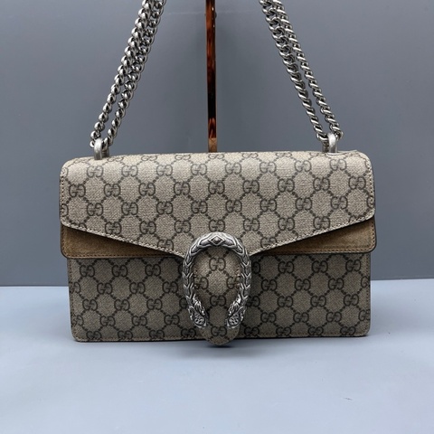 GUCCI  老花駝色中號酒神鏈條包 尺寸28*17