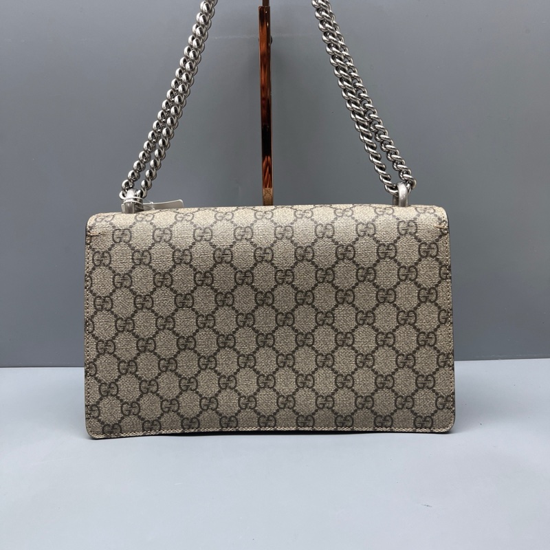 GUCCI 老花駝色中號酒神鏈條包 尺寸28*17-1