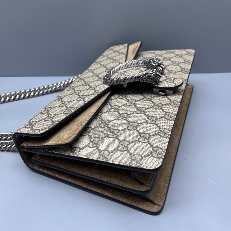 GUCCI 老花駝色中號酒神鏈條包 尺寸28*17-2