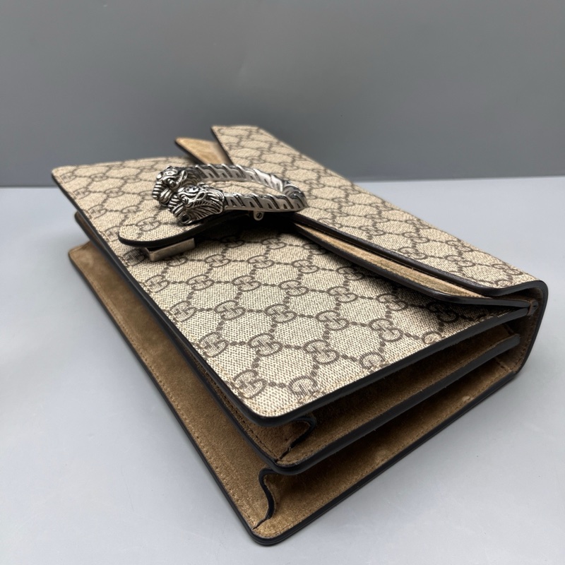 GUCCI 老花駝色中號酒神鏈條包 尺寸28*17-3