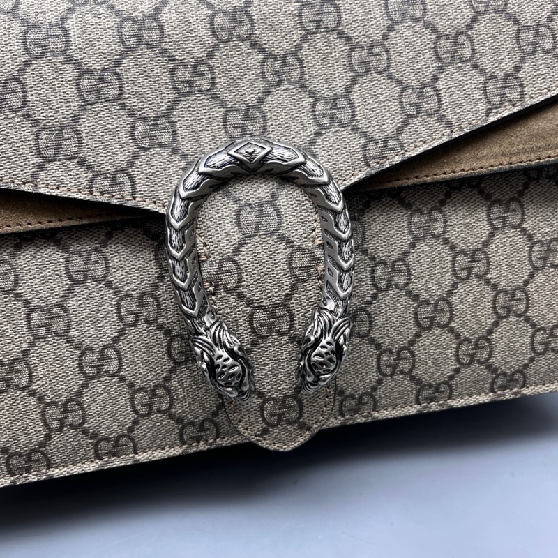 GUCCI 老花駝色中號酒神鏈條包 尺寸28*17-4