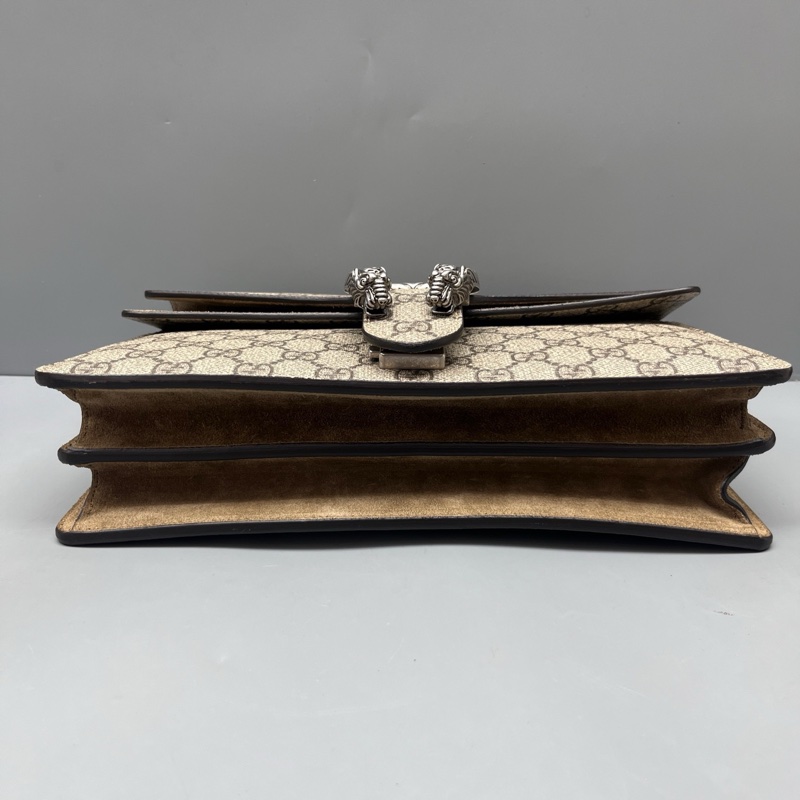 GUCCI 老花駝色中號酒神鏈條包 尺寸28*17-5