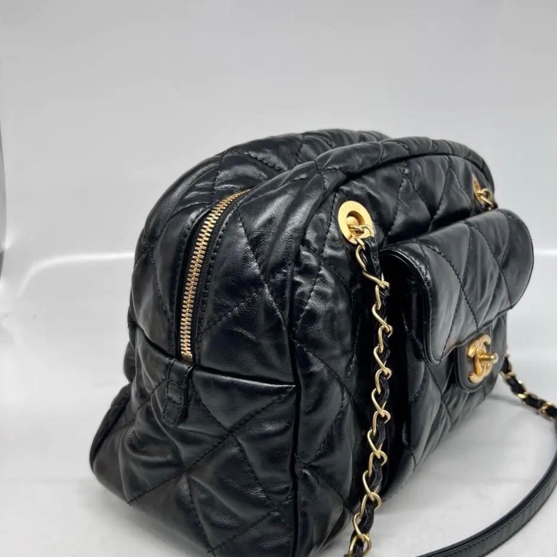 Chanel 保齡球芯片款 牛皮 黑色21*33*14.5 全新配件塵袋-2