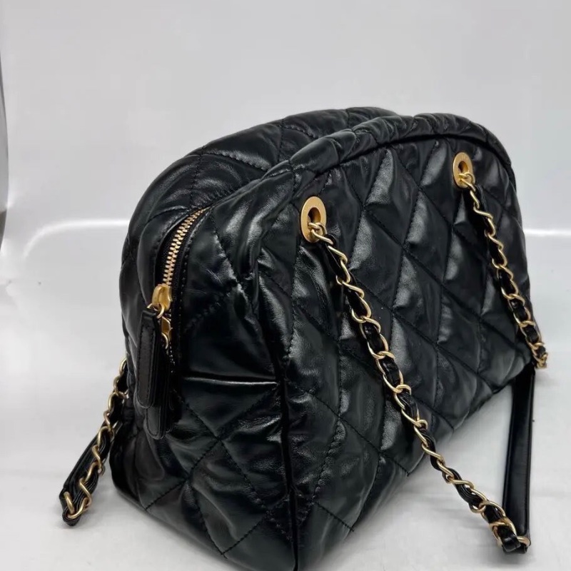 Chanel 保齡球芯片款 牛皮 黑色21*33*14.5 全新配件塵袋-4