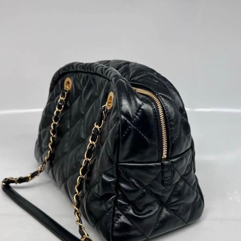 Chanel 保齡球芯片款 牛皮 黑色21*33*14.5 全新配件塵袋-5