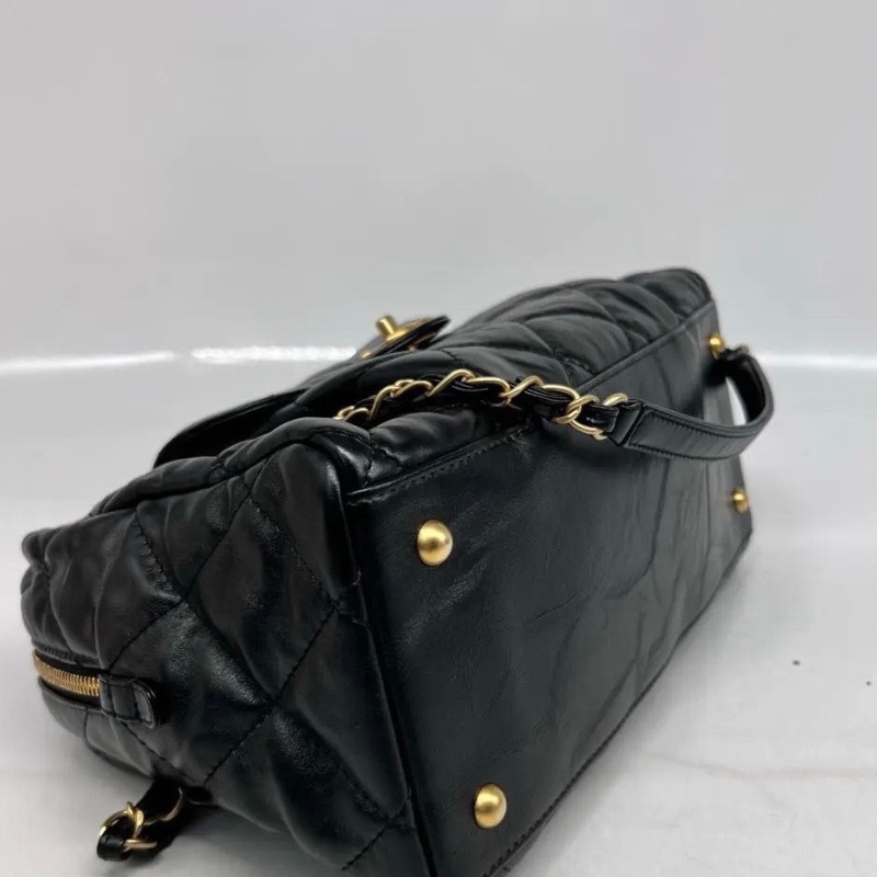 Chanel 保齡球芯片款 牛皮 黑色21*33*14.5 全新配件塵袋-6