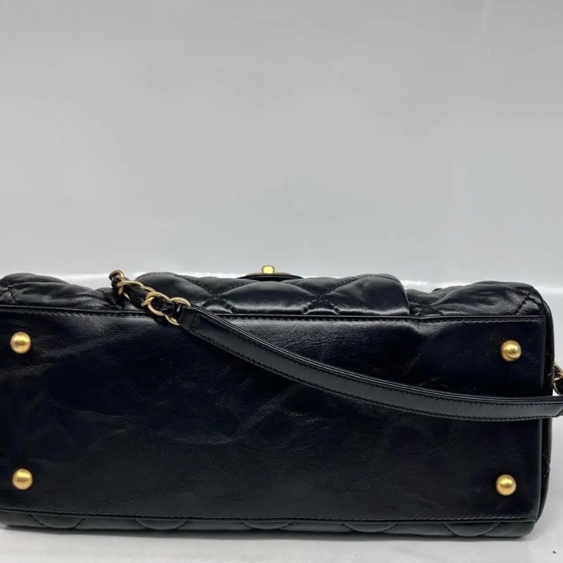 Chanel 保齡球芯片款 牛皮 黑色21*33*14.5 全新配件塵袋-7