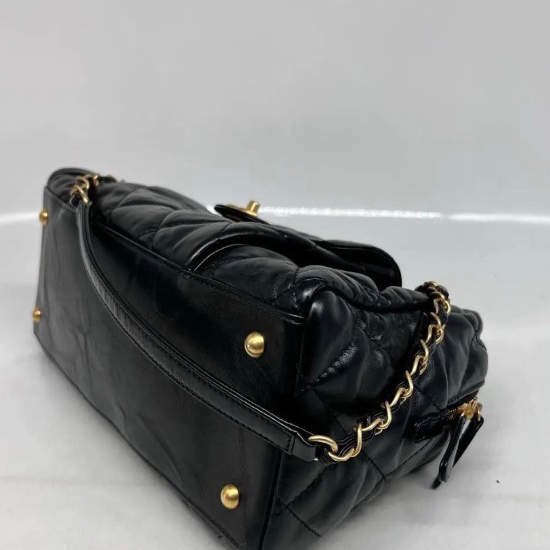 Chanel 保齡球芯片款 牛皮 黑色21*33*14.5 全新配件塵袋-8