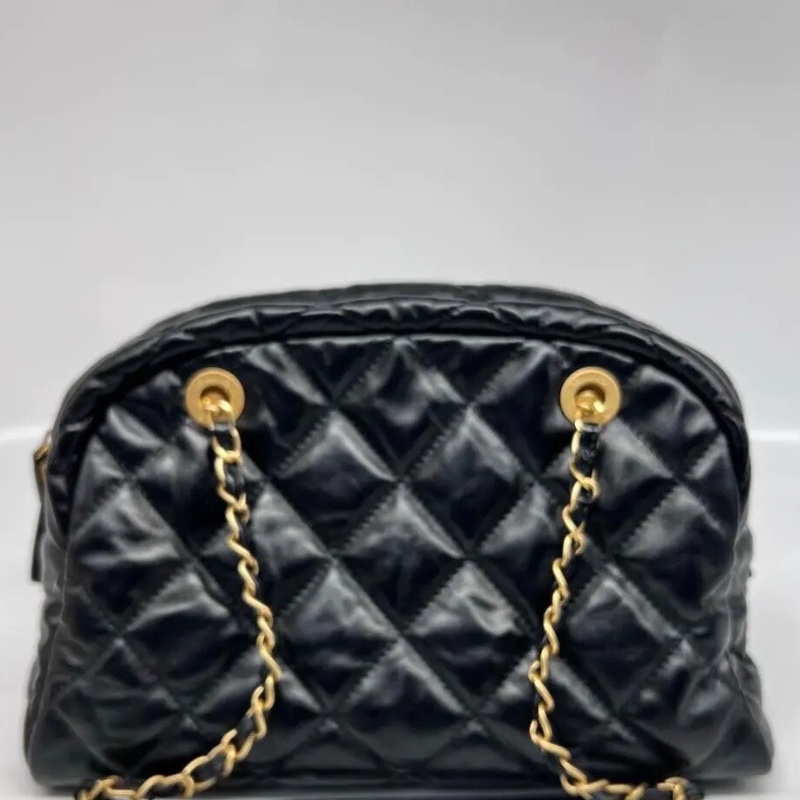 Chanel 保齡球芯片款 牛皮 黑色21*33*14.5 全新配件塵袋-9