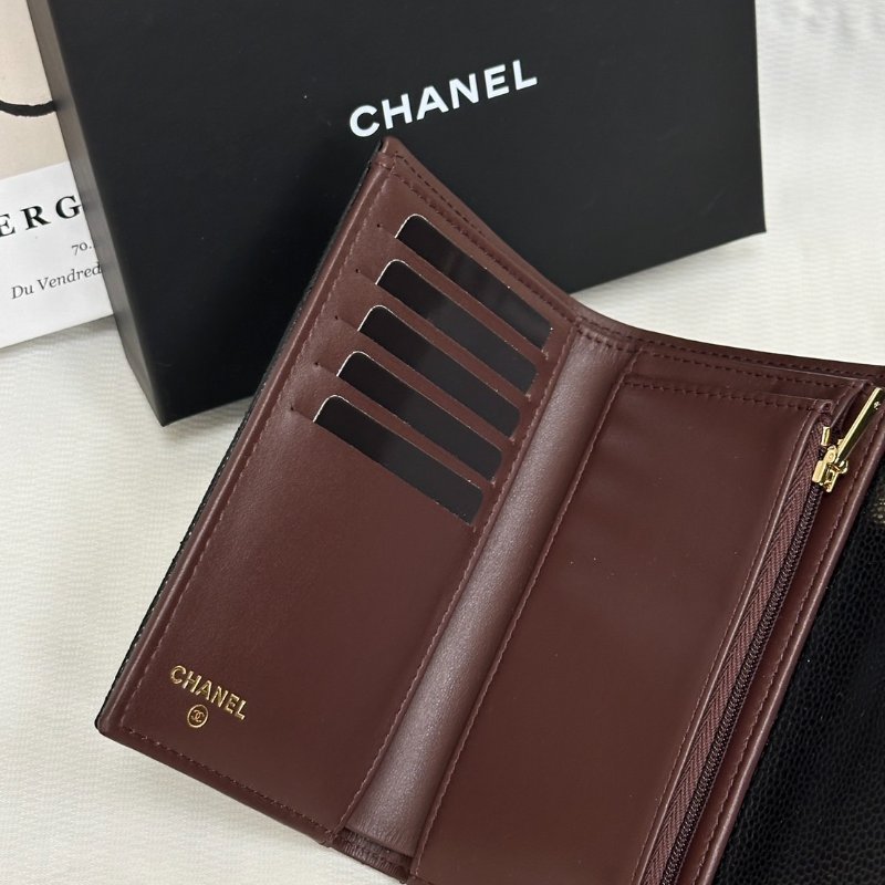【現貨】CHANEL 經典 牛皮 魚子醬 黑金配色 中夾-1