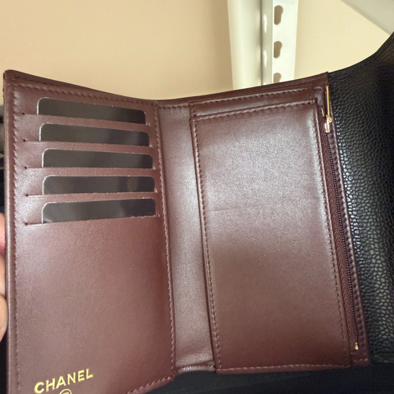 【現貨】CHANEL 經典 牛皮 魚子醬 黑金配色 中夾-3