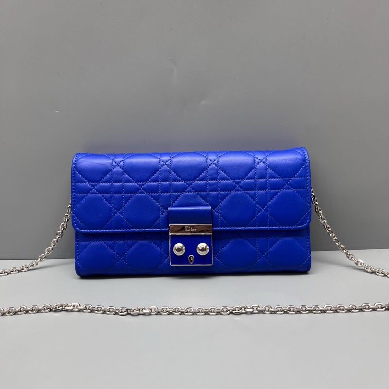 Dior 迪奧 藍色藤格紋woc鏈條包 尺寸21*11-0