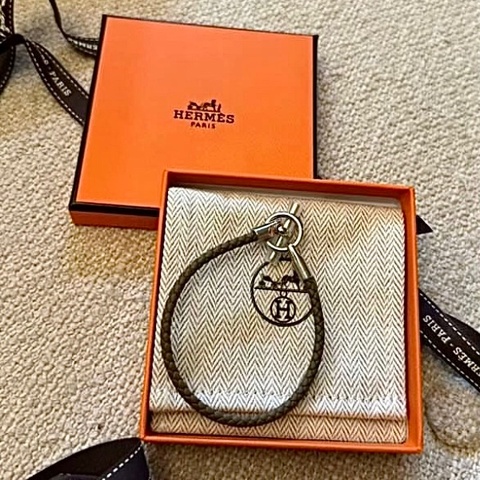 Hermes Glenna皮手鍊 大象灰金釦