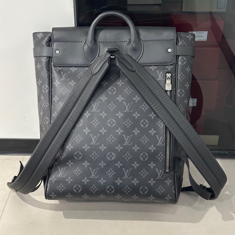99新 路易威登/Louis Vuitton steamer 黑灰老花雙肩包-1