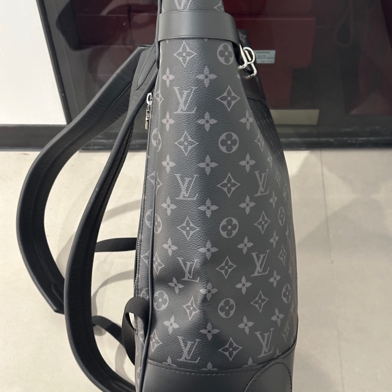 99新 路易威登/Louis Vuitton steamer 黑灰老花雙肩包-5