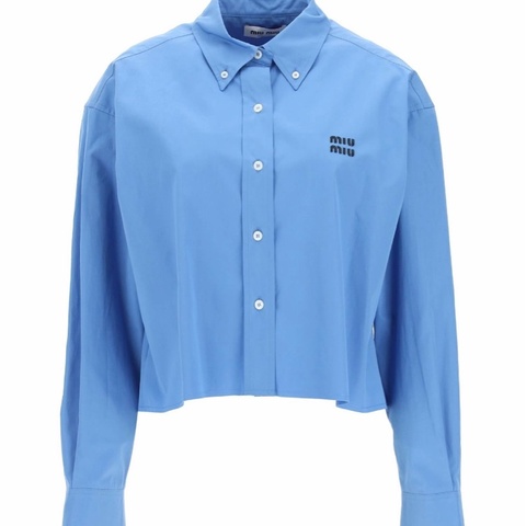Miu Miu 女士 logo刺繡長袖襯衫IT-36 IT-38 IT-40 IT-42 IT-44 IT-46碼