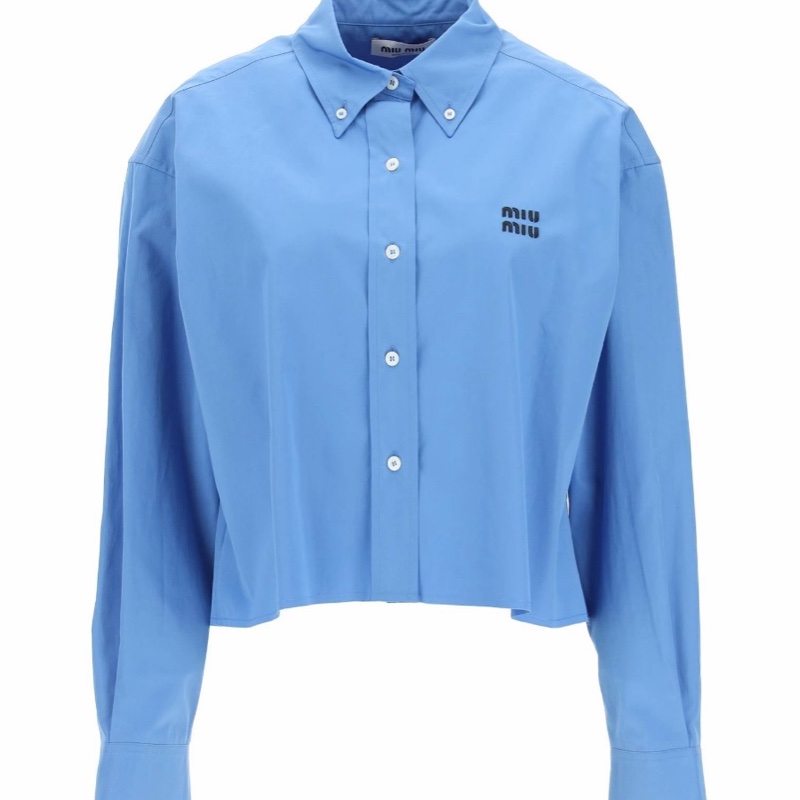 Miu Miu 女士 logo刺繡長袖襯衫IT-36 IT-38 IT-40 IT-42 IT-44 IT-46碼-0