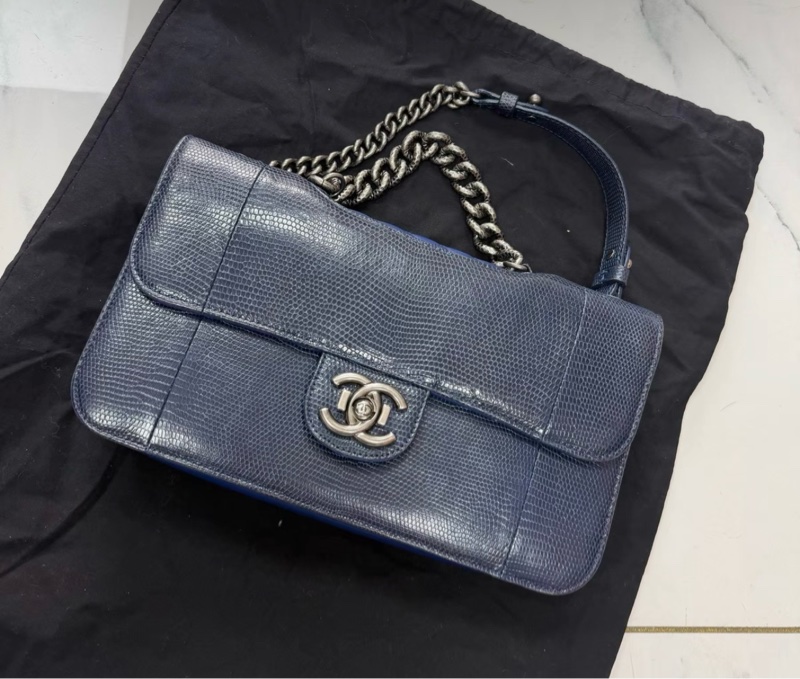 Chanel+蜥蜴皮 flap bag  98新-0