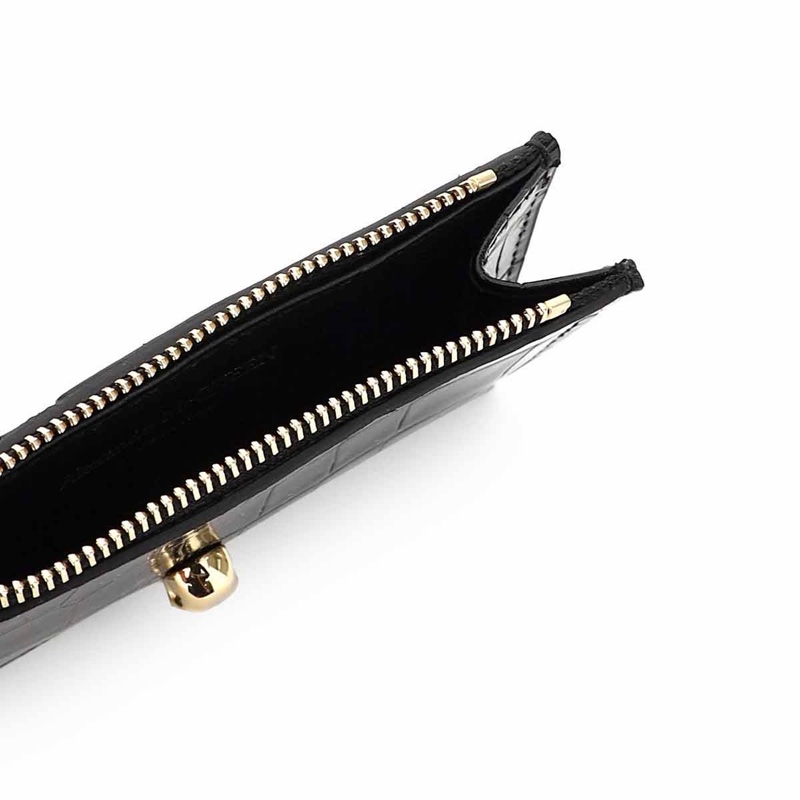 Alexander McQueen 女士 Skull 扁平拉鍊零錢包均碼碼13x7CM-1