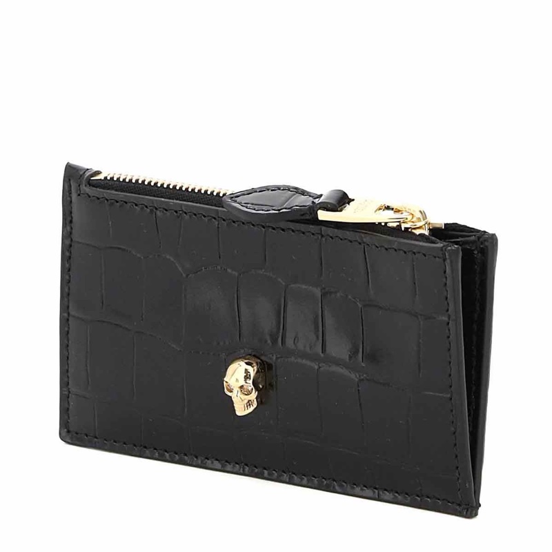 Alexander McQueen 女士 Skull 扁平拉鍊零錢包均碼碼13x7CM-2