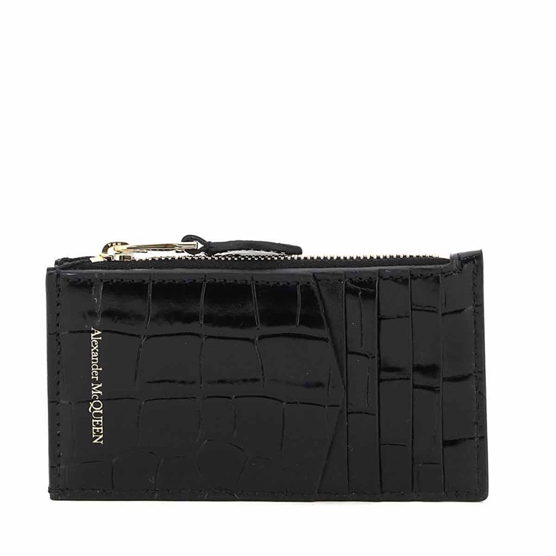 Alexander McQueen 女士 Skull 扁平拉鍊零錢包均碼碼13x7CM-3