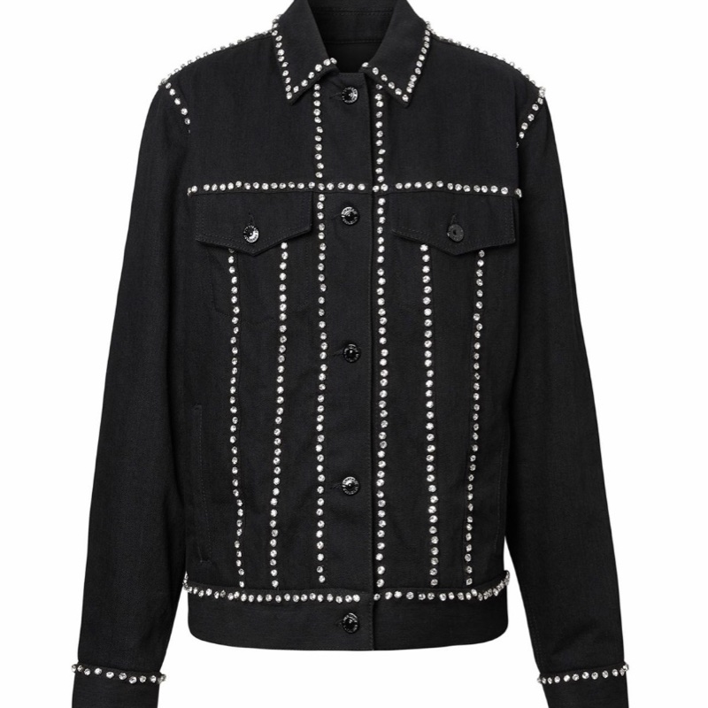 Burberry 女士 水晶裝飾休閒夾克UK-2 UK-4碼-4