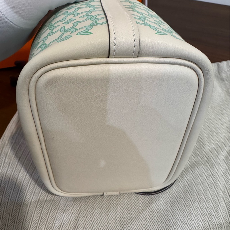 HERMES Picotin 14 Swift迷你小花菜籃(AB白x綠/U刻/銀釦)-12