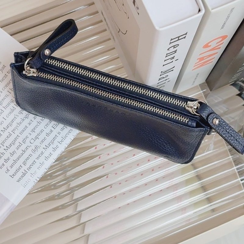 【現貨】Longchamp 雙層拉鍊手拿包 藍色-1