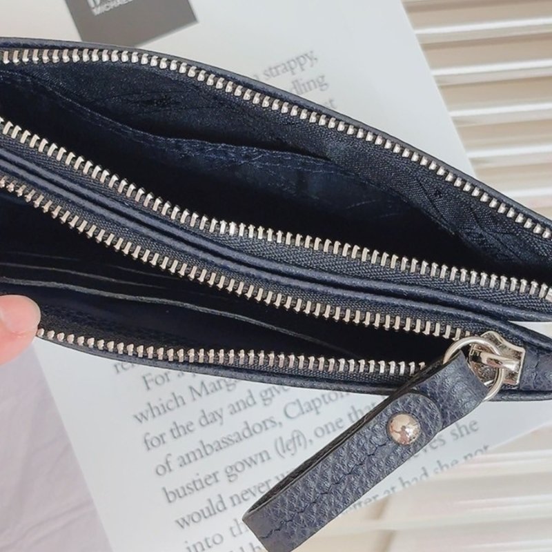 【現貨】Longchamp 雙層拉鍊手拿包 藍色-3