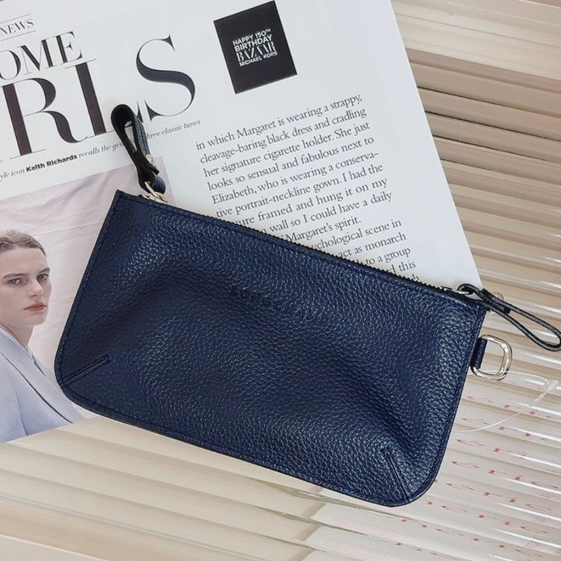 【現貨】Longchamp 雙層拉鍊手拿包 藍色-4