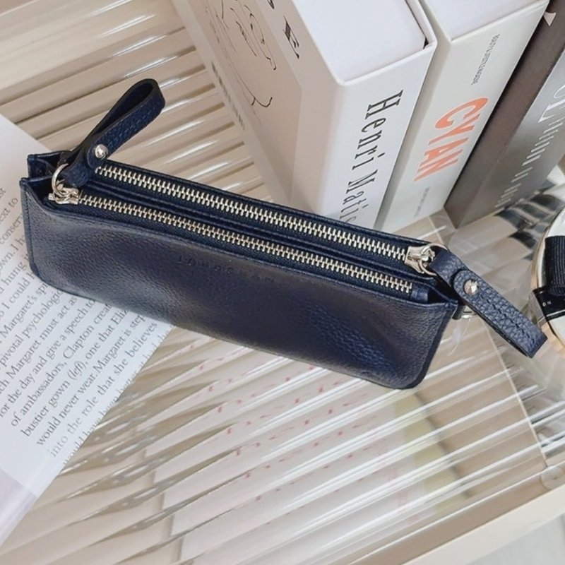 【現貨】Longchamp 雙層拉鍊手拿包 藍色-5