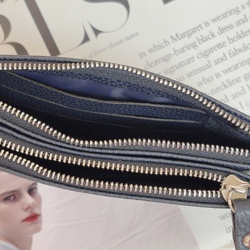 【現貨】Longchamp 雙層拉鍊手拿包 藍色-6