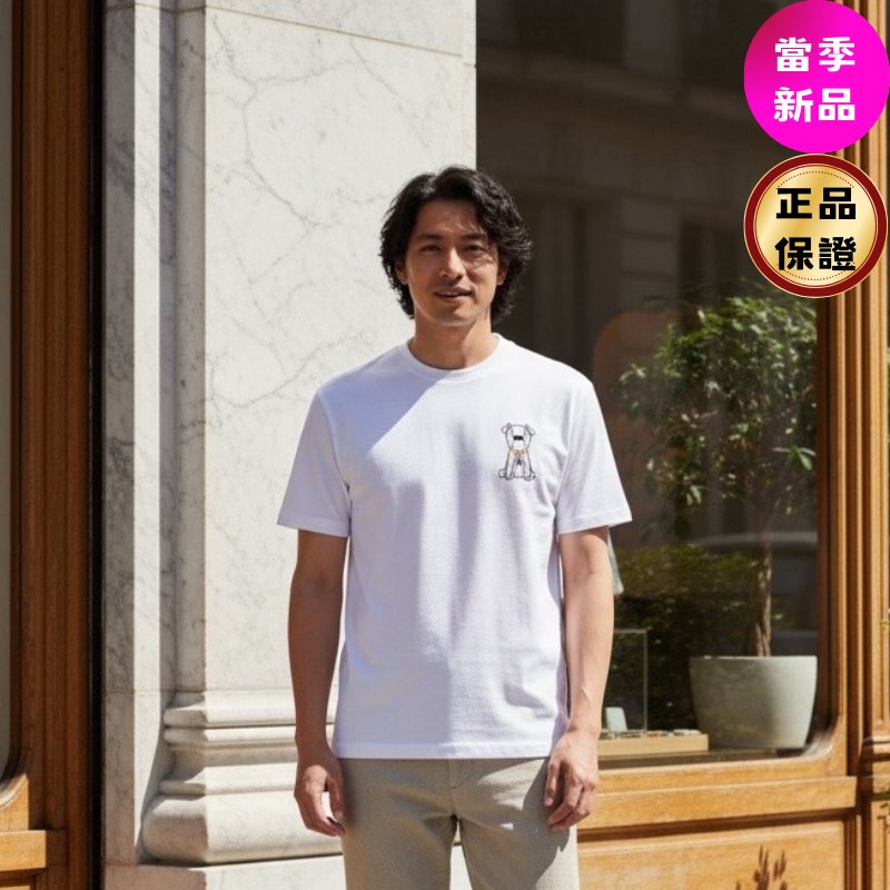 🌺2026春夏新品特價上市🌺Fendi FY0936 男款白色棉質 T恤 Ito 刺繡款 S/M/L﻿/XL-0