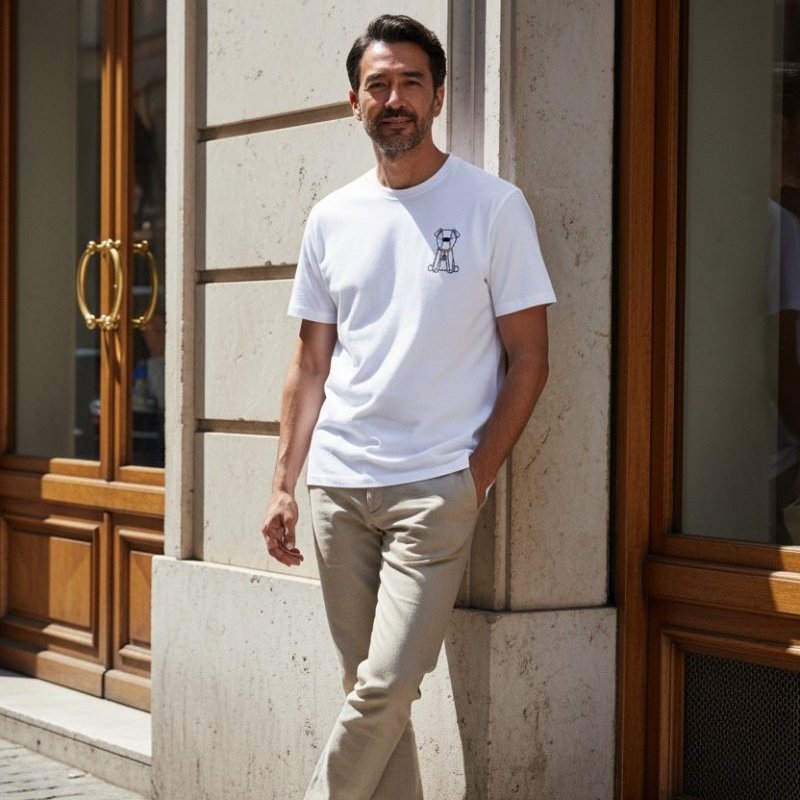 🌺2026春夏新品特價上市🌺Fendi FY0936 男款白色棉質 T恤 Ito 刺繡款 S/M/L﻿/XL-1