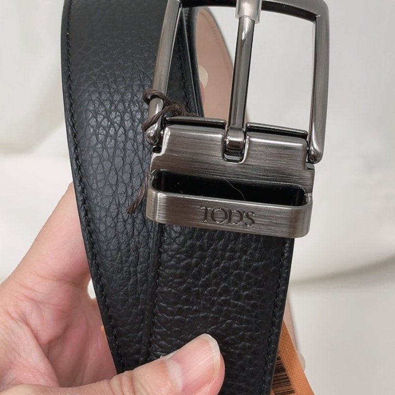 【現貨】Tods 經典銀釦男牛皮皮帶 荔枝紋-5