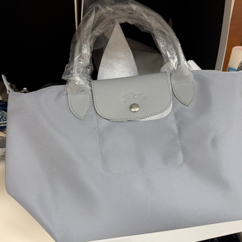 【現貨】Longchamp 加厚尼龍短柄手提包 藍灰色 S號-5