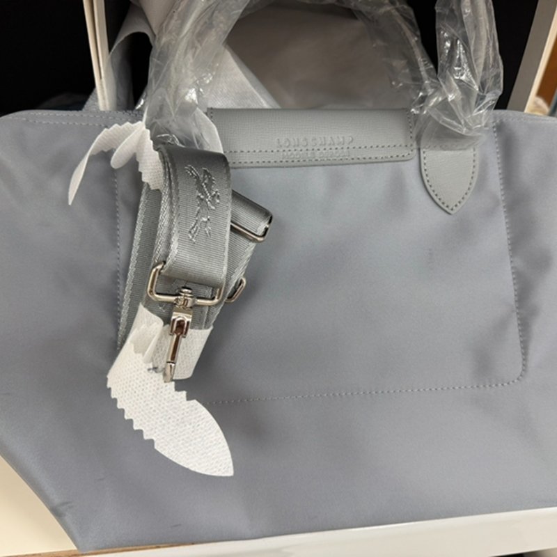【現貨】Longchamp 加厚尼龍短柄手提包 藍灰色 S號-6