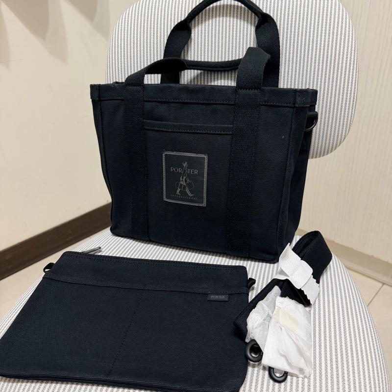 ［男女適用］PORTER INTERNATIONAL BLOCKER立體分隔手提包 托特包 側背包 斜背包 黑色-1